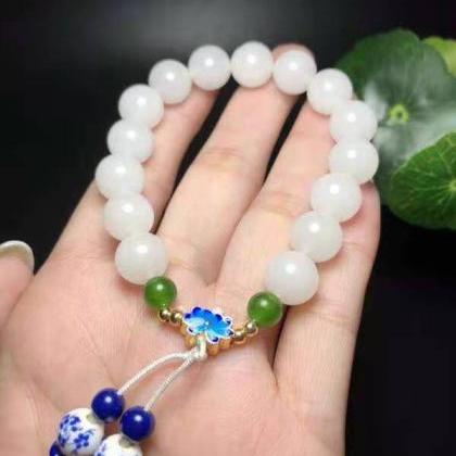 Natural Xinjiang Jinsi Jade Buddha Beads Hand..
